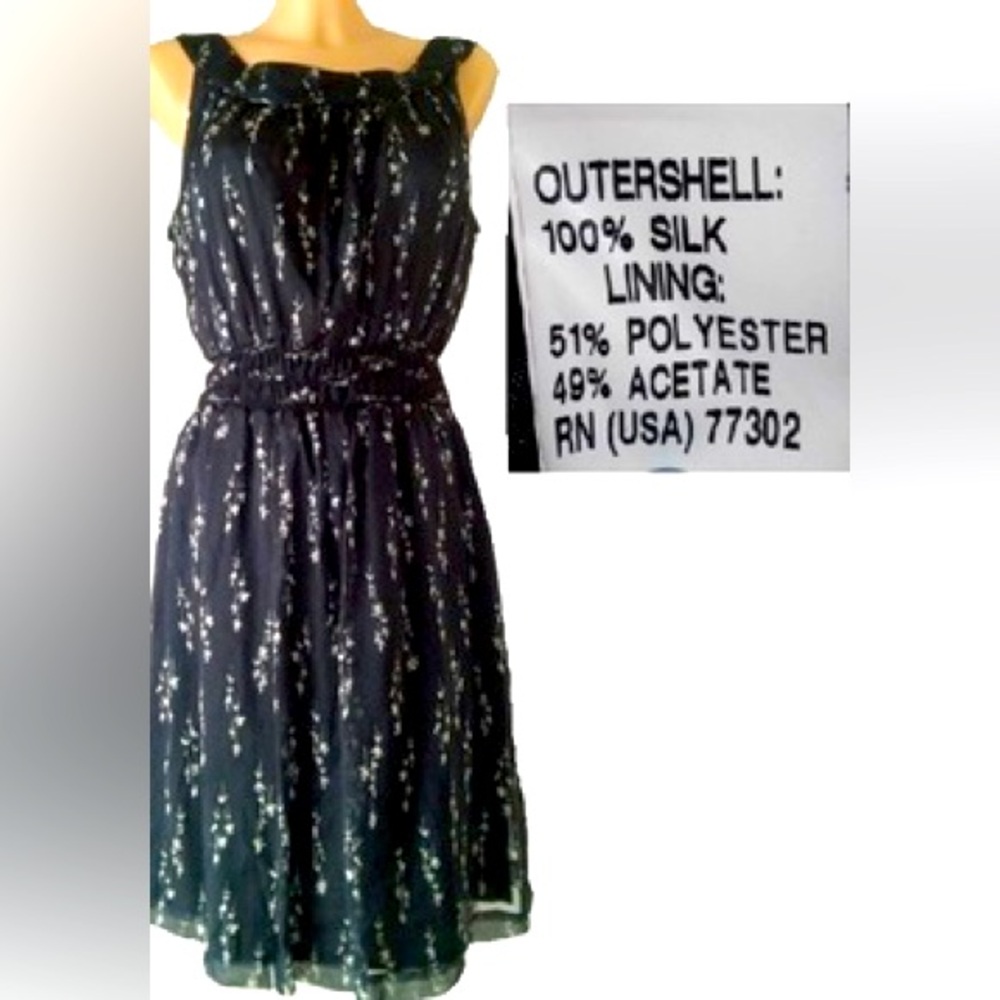 ZARA 100% Silk Chiffon Elegant Black Dress